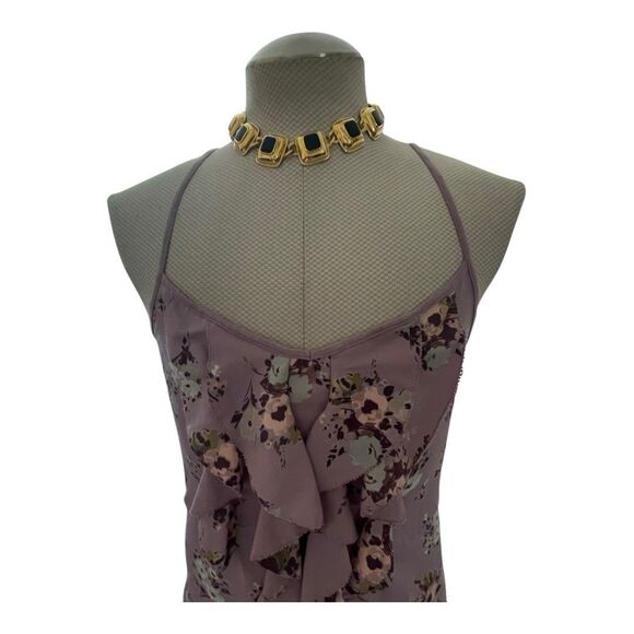 LC Lauren Conrad Womens Tank Cami Strappy  Top Lilac Floral Flowy  Ruffle Small - Picture 4 of 9